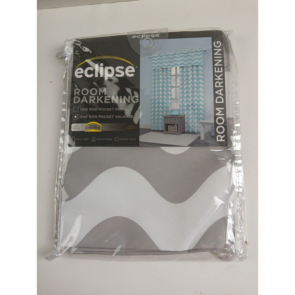 NEW Eclipse Blackout 42 x 18 Tab Top single curtain panel 'Wavy Gray' #CT21